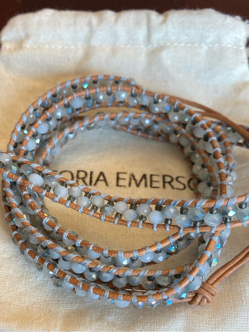 NWOT & VHTF -Victoria Emerson 5-Layer Wrap Beaded Bracelet | Pale Gray | Retired